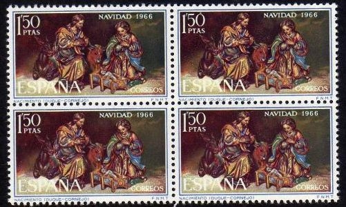 España 1966 1764 Sello ** B4 Navidad Nacimiento (Duque de Cornejo) Bloque 4 Timbres Timbre Espagne Spain Spagna